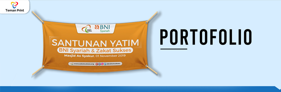 Spanduk Santunan Anak Yatim BNI Syariah dan zakat sukses