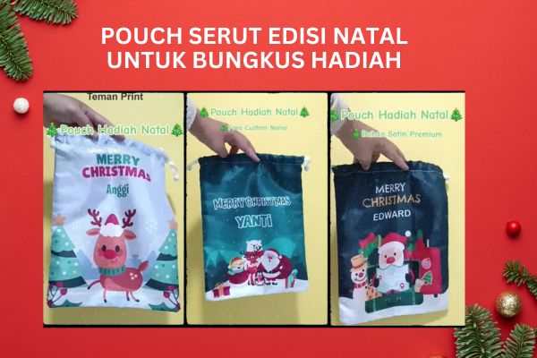 Pouch Serut Edisi Natal Untuk Bungkus Hadiah